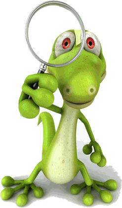 Leopold, the DeutschMeister A1 mascot, looking through a magnifying glass